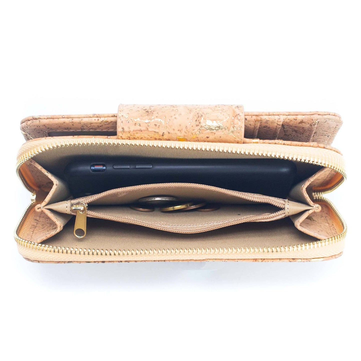 Lux Golden cork bifold natural vegan women's wallet
