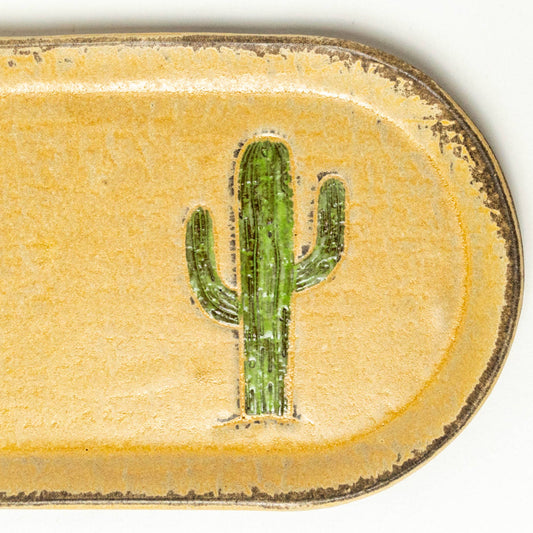 Saguaro Cactus Ceramic Beige Platter
