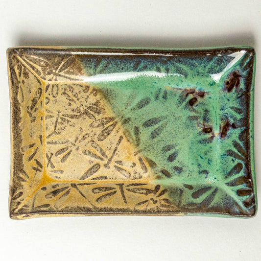 Dragonfly Ceramic Green Trinket Dish