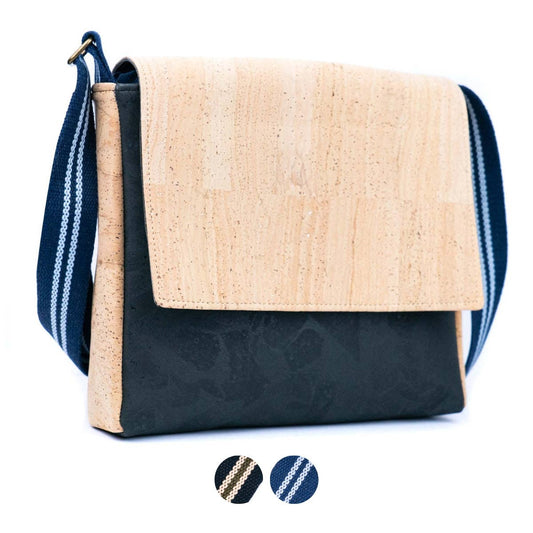 Natural & Black Cork Crossbody Bag