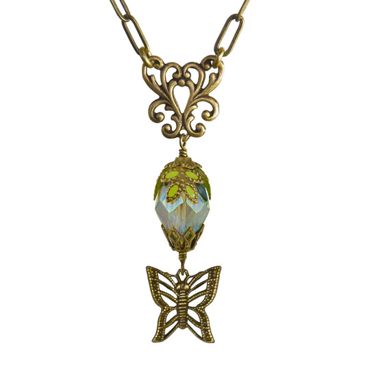 Butterfly Teardrop Crystal Hand Painted Necklace - Fairyland