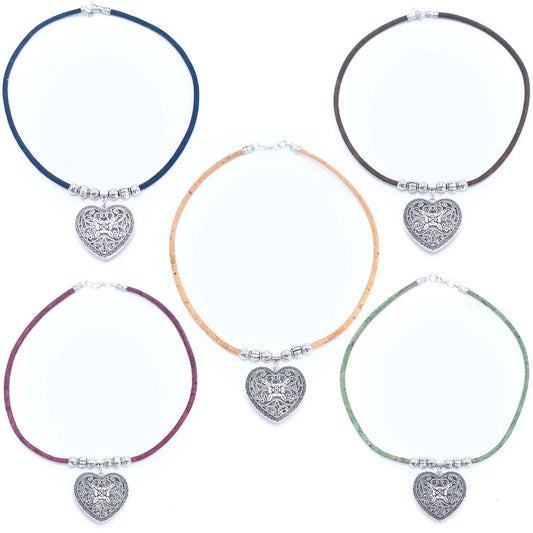 Heart pendant Colorful Cork Necklace cork necklace