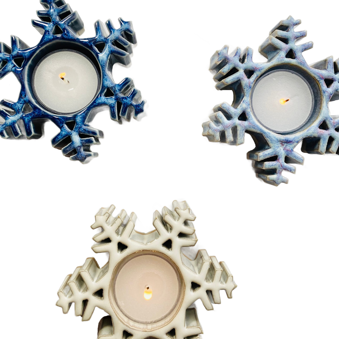 Snowflake Tealight - Holiday Stoneware Pottery