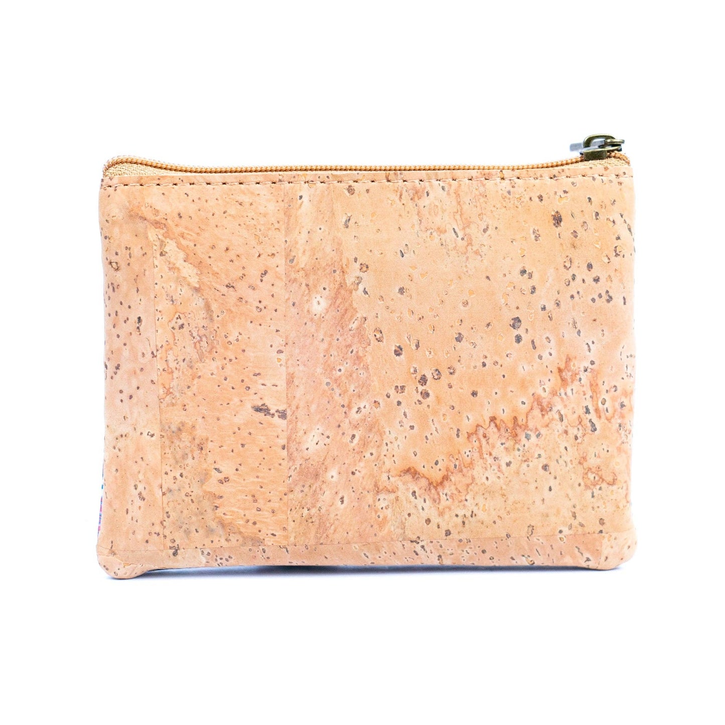 Chic Printed Cork Mini Wallet with Triple Zippers