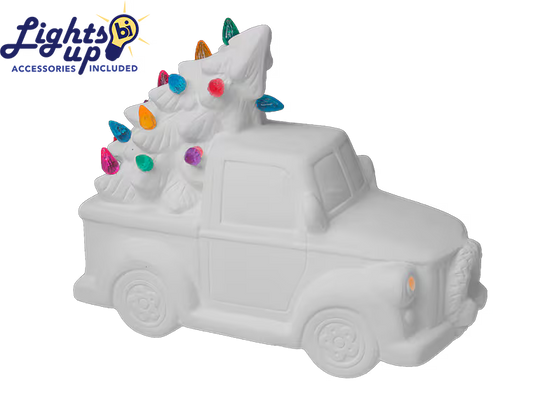 Lighted Christmas Tree Truck Bisqueware