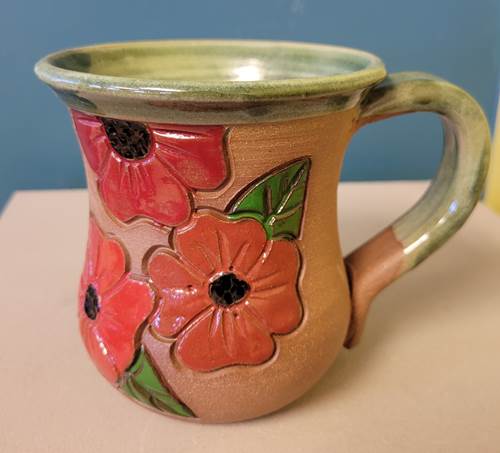 Carved Poppy Mug