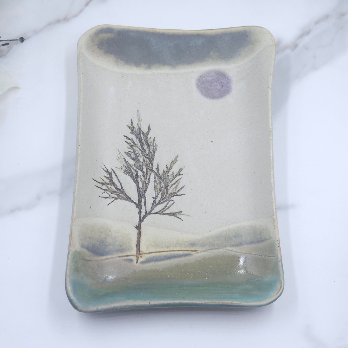Snack Plate w/Branches handmade pottery