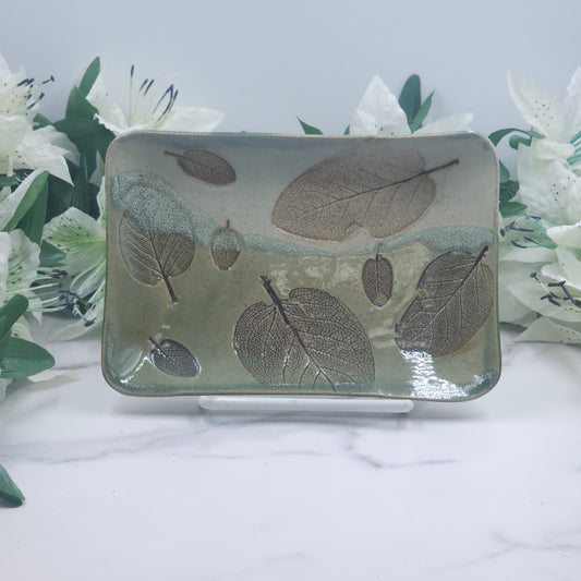 Snack Plate w/Leaves handmade pottery