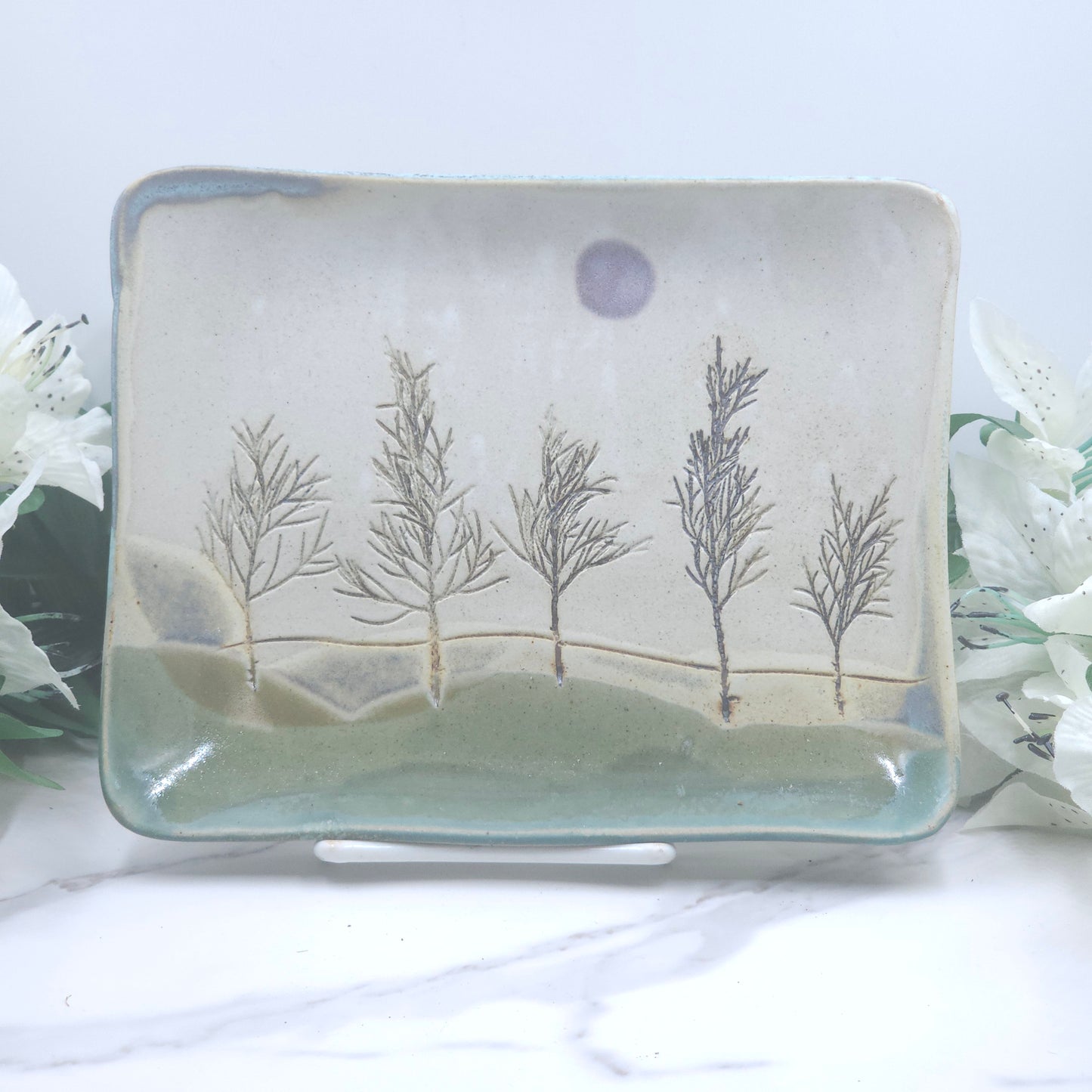Sandwich Plate w/Branches handmade pottery