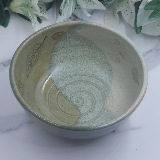 Cereal Bowl w/ Leaves handmade pottery