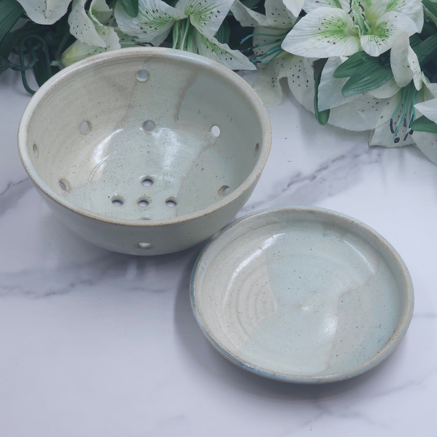 Small Berry Bowl w/dish handmade pottery