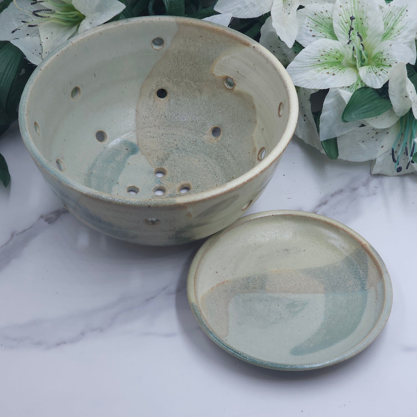 Berry Bowl w/dish handmade pottery