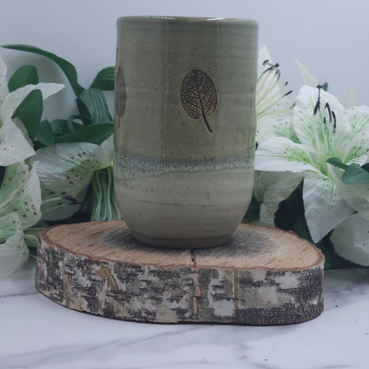 Sipper Cup w/ Leaves handmade pottery