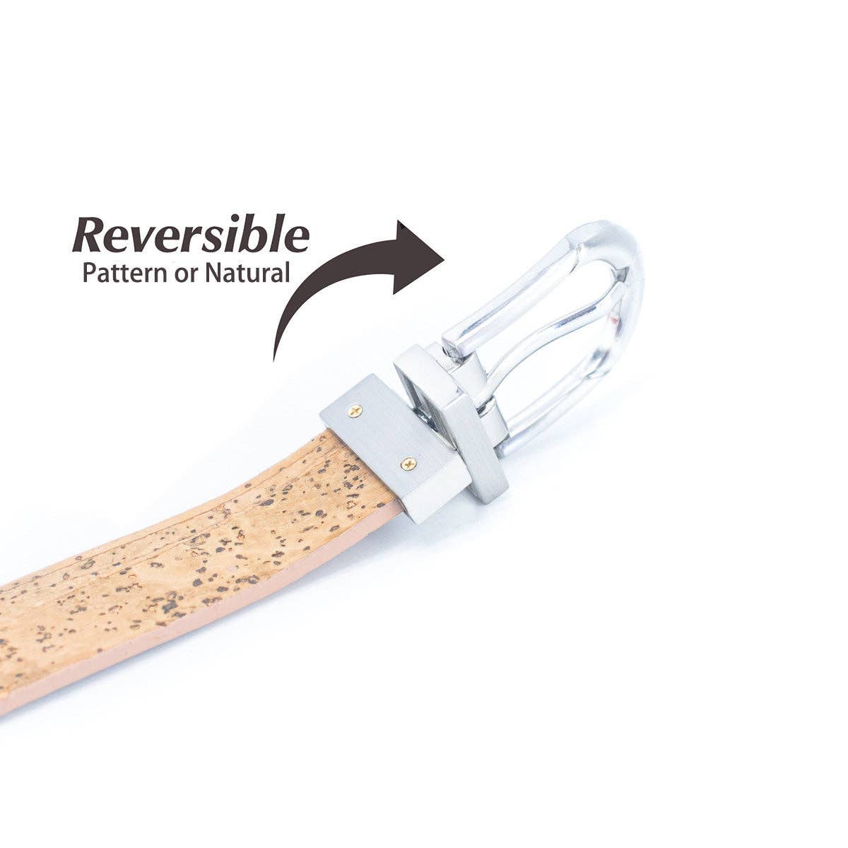 Floral Print Cork Women's Belt with Adjustable Buckle-Width