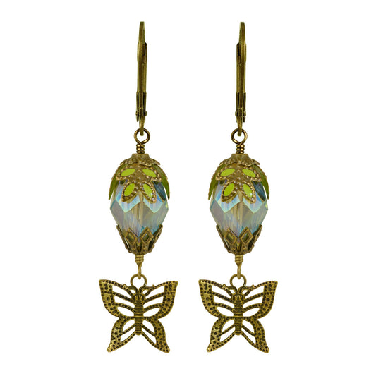 Butterfly Teardrop Crystal Hand Painted Earrings - V