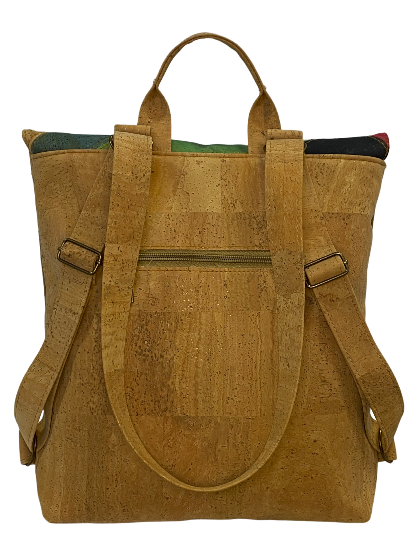 Natural ivy backpack with patchwork