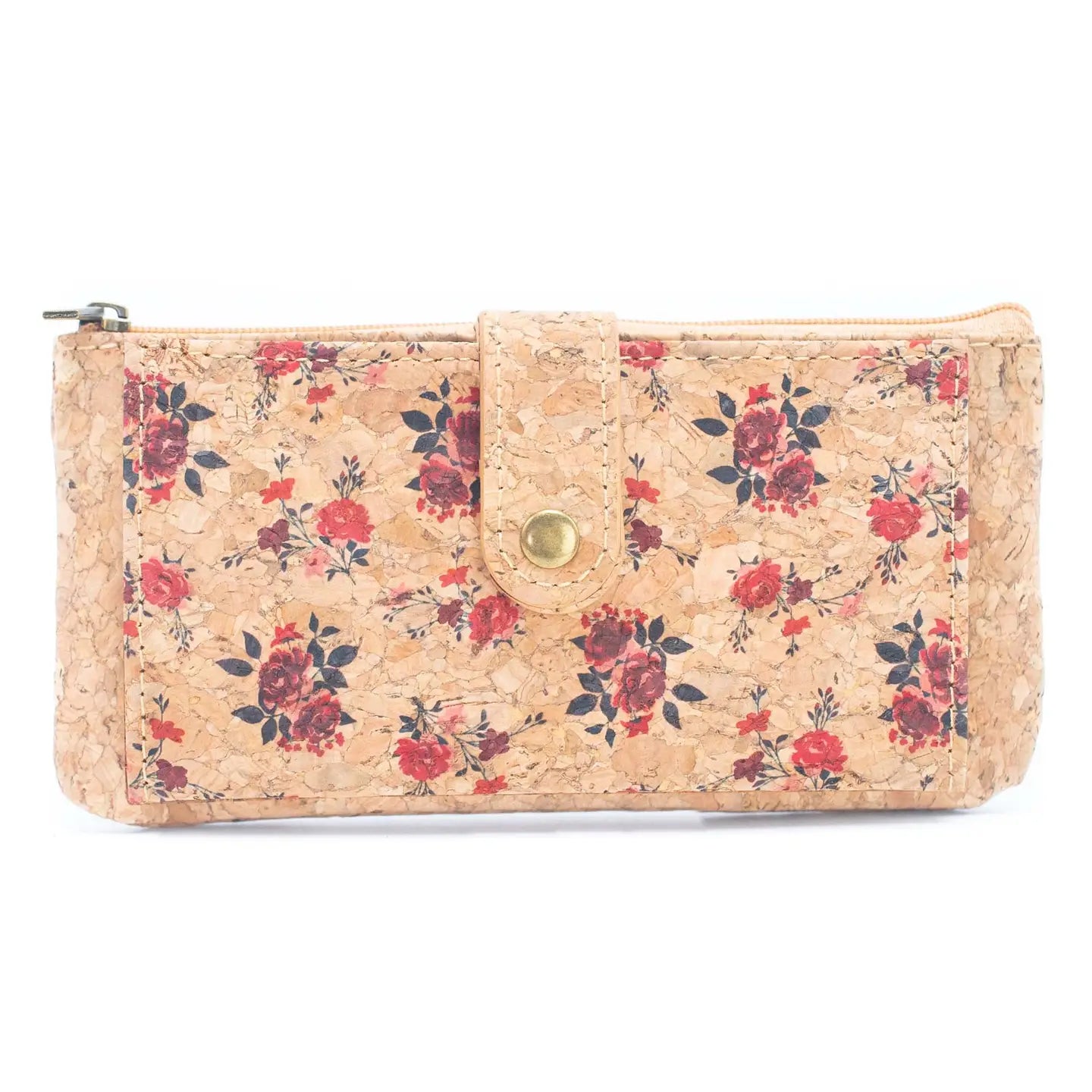 Flower pattern slim card cork wallets