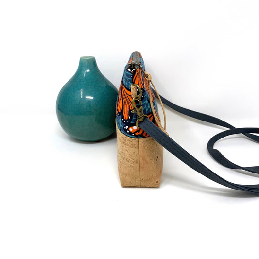 Butterflies Organic Cotton & Cork Crossbody