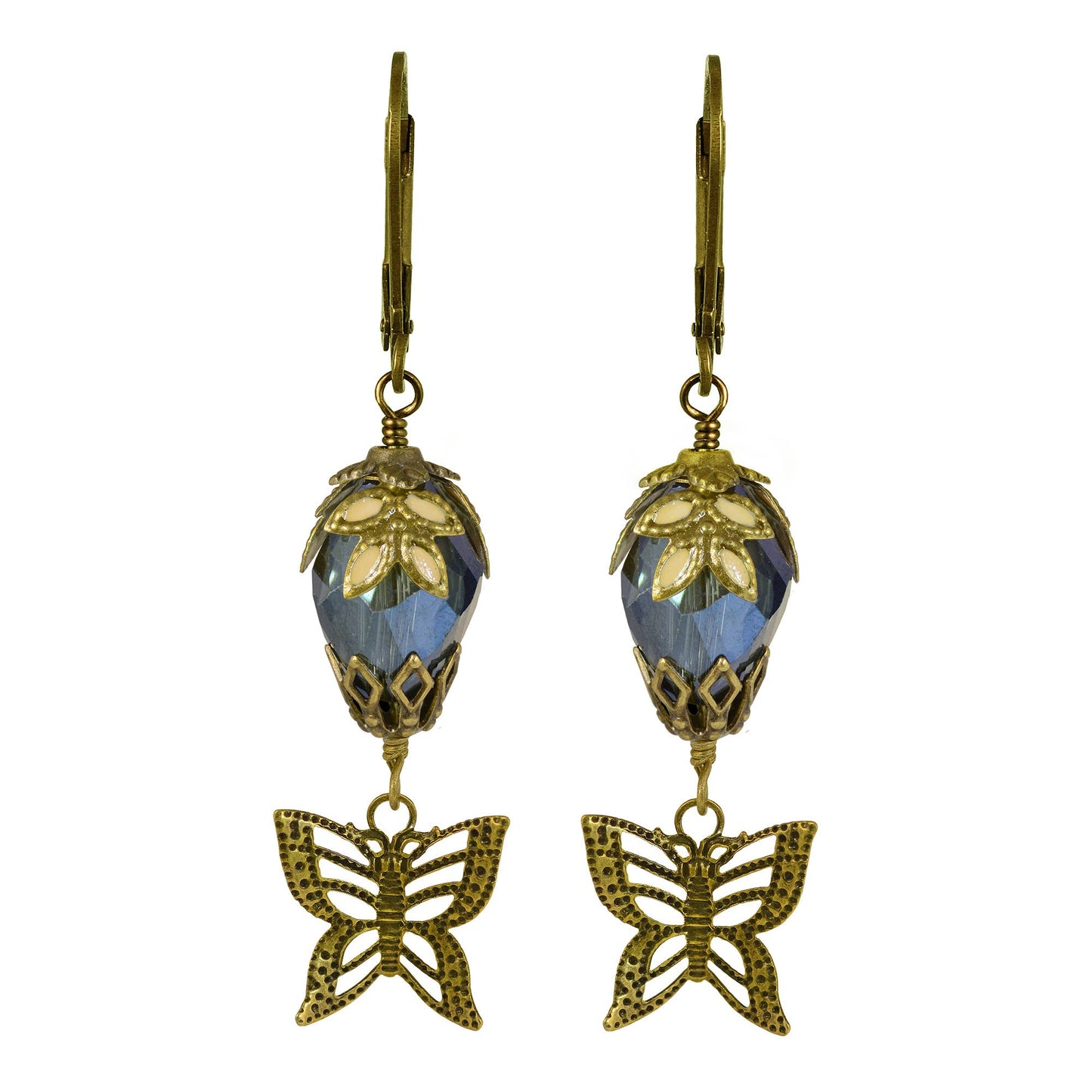 Butterfly Teardrop Crystal Hand Painted Earrings - V