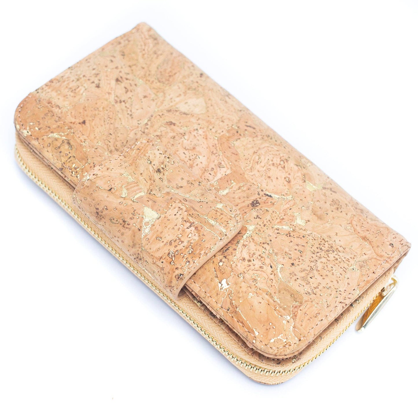 Lux Golden cork bifold natural vegan women's wallet
