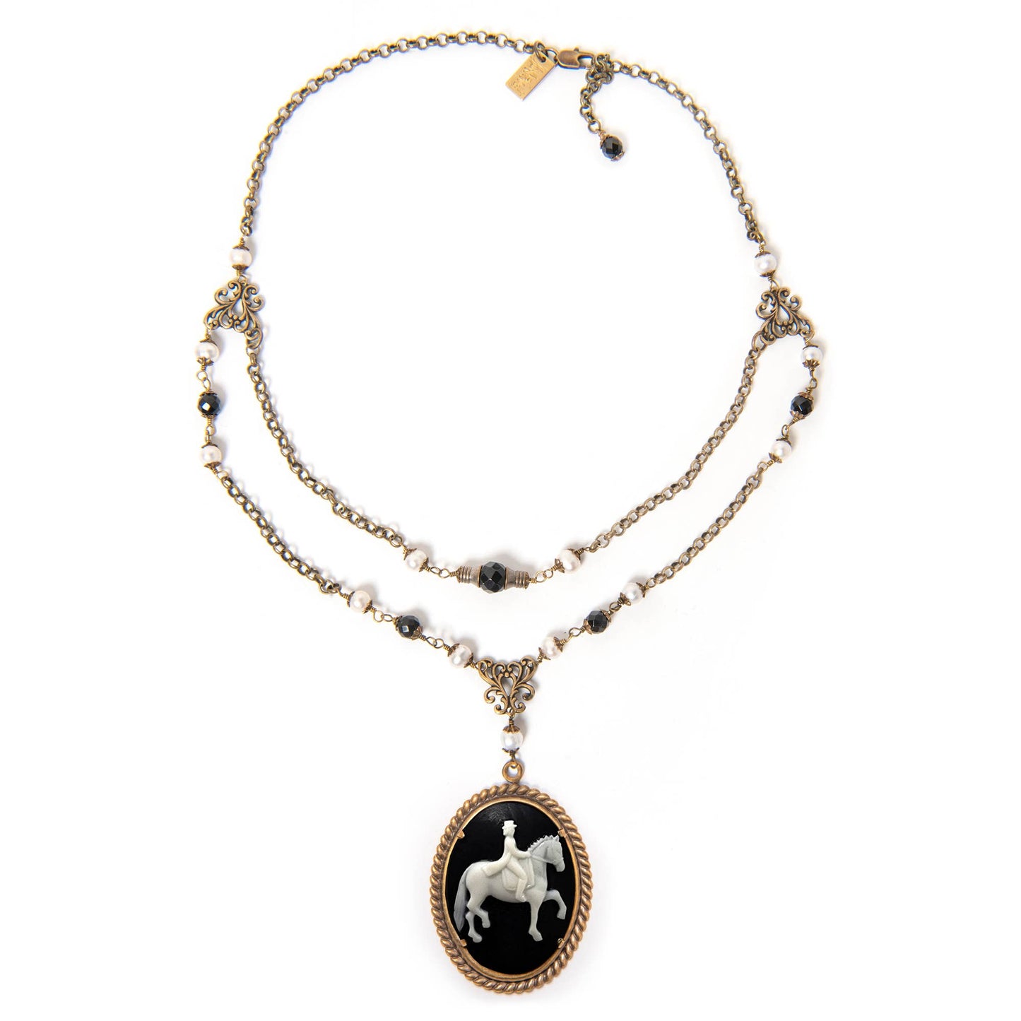 Elegant Dressage Cameo Necklace - Horse Girl