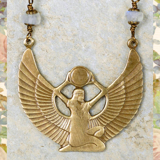 Goddess Isis Necklace - Vintage Brass Necklace