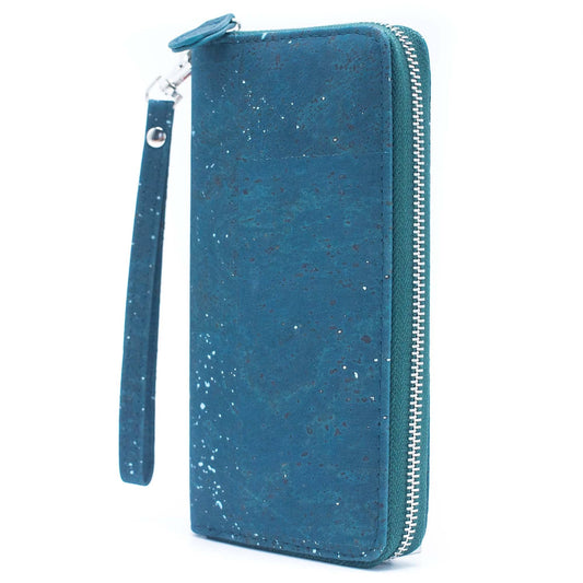 Blue mixed with silver accents women cork card wallet