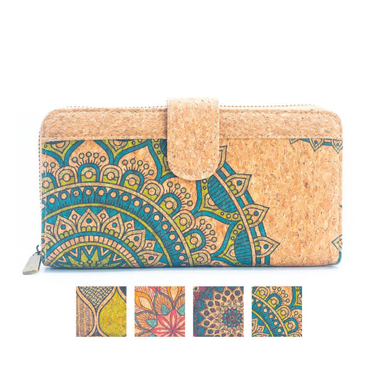 Natural Cork Mandala Pattern Women's Long Wallet/Cardholder