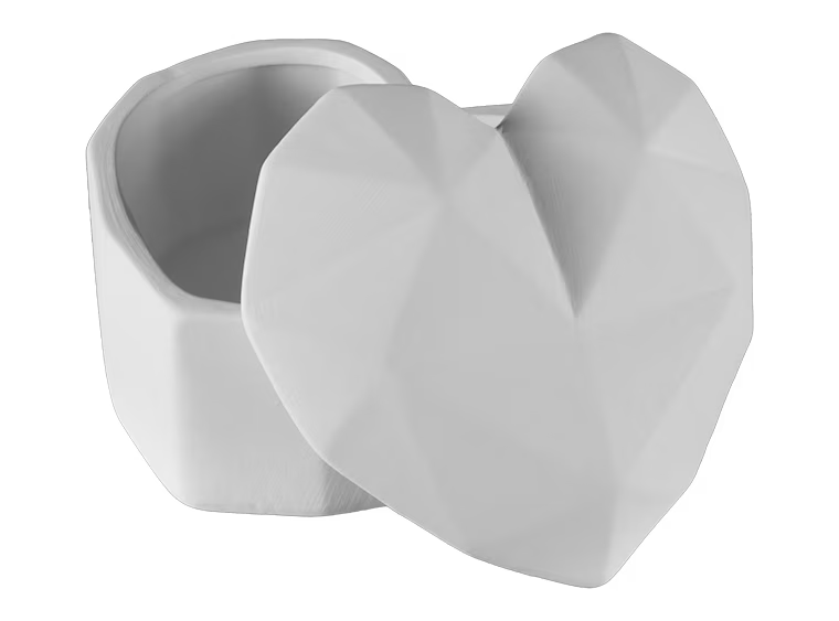 Faceted Heart Box Bisqueware