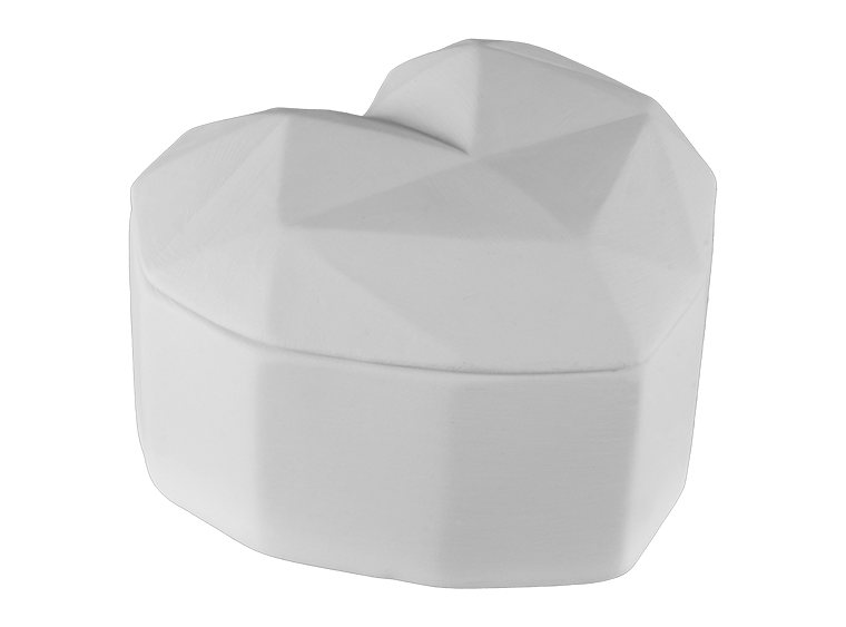 Faceted Heart Box Bisqueware