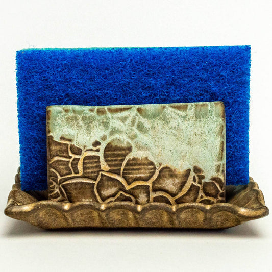 Green Succulent Pattern Ceramic Sponge Holder