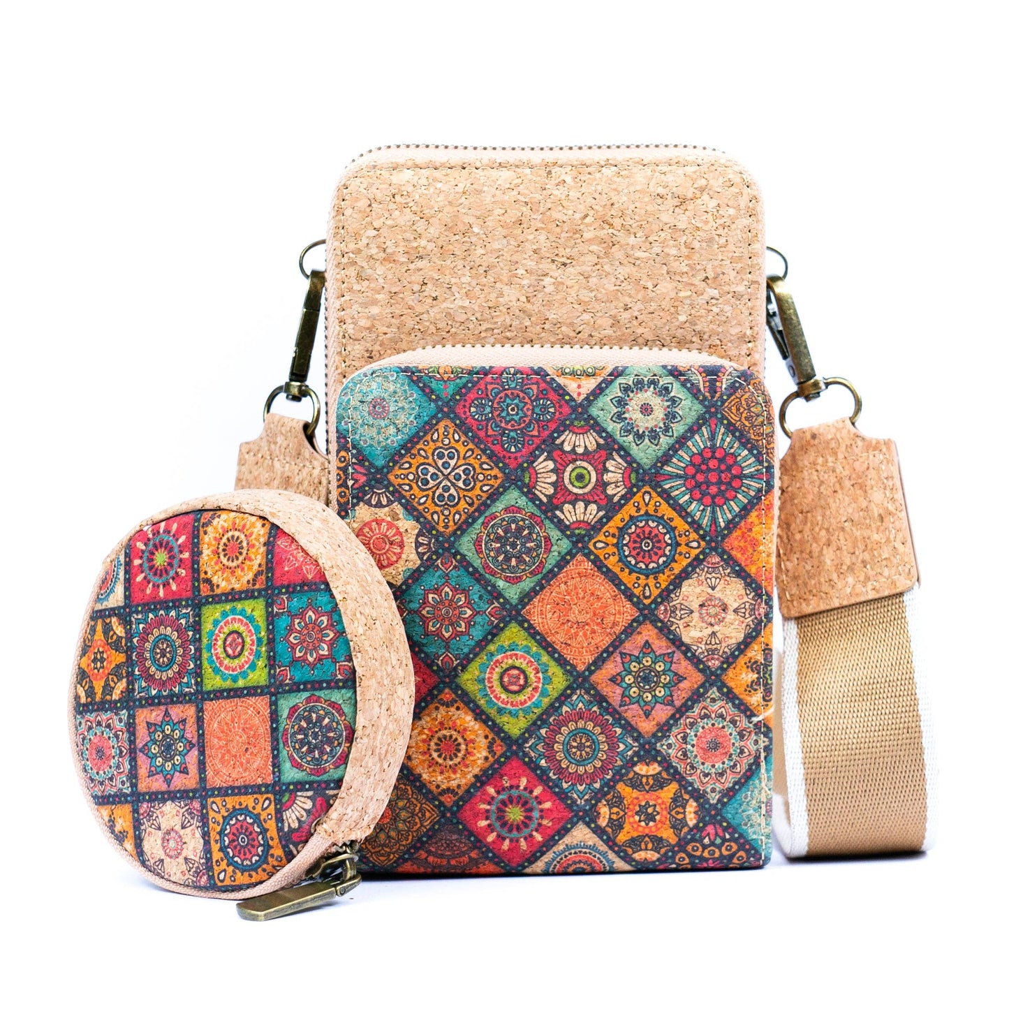 Natural Cork Women's Printed Double Layer Phone Pouch