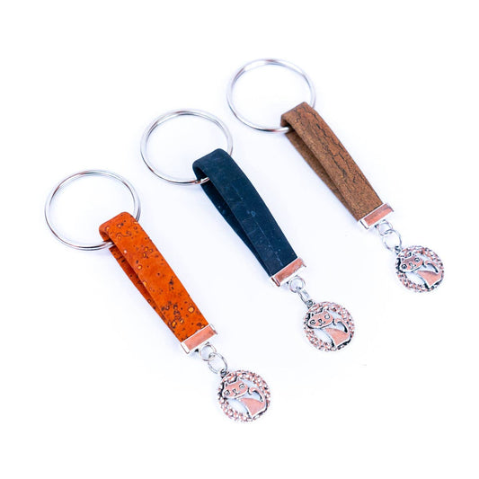 Kitten Pendant & colored Cork handmade keychains