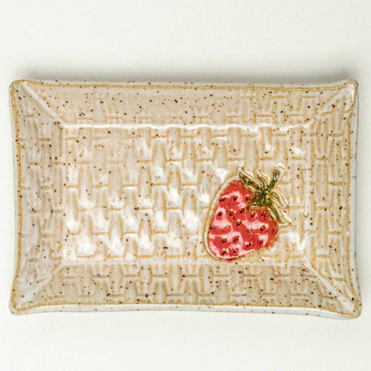 Strawberry Pattern Ceramic White Trinket Dish
