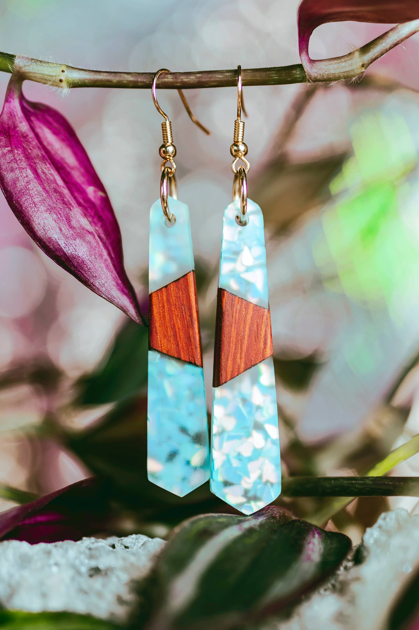 Splash Wooden & Resin Earrings