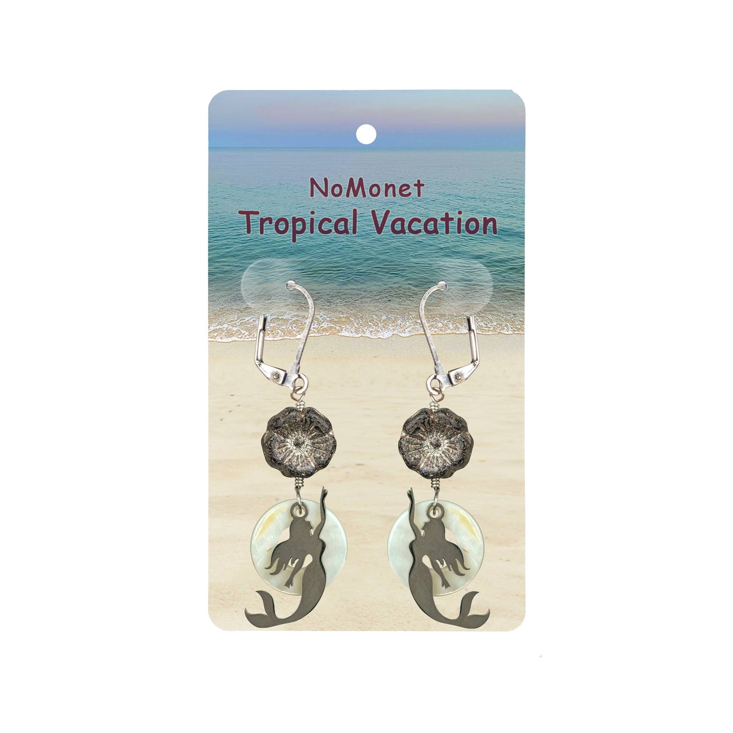 Pearl, Hibiscus Flower & Mermaid Earrings - Tropical Vacation