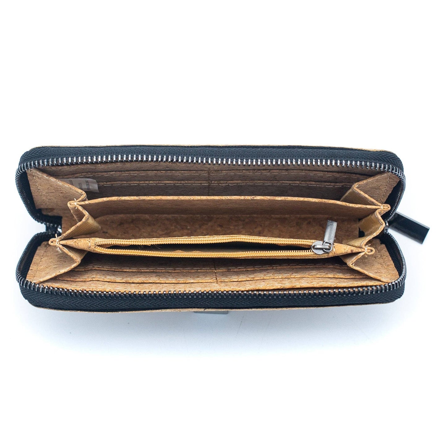 Geometric Cork-Over Zipper Wallet