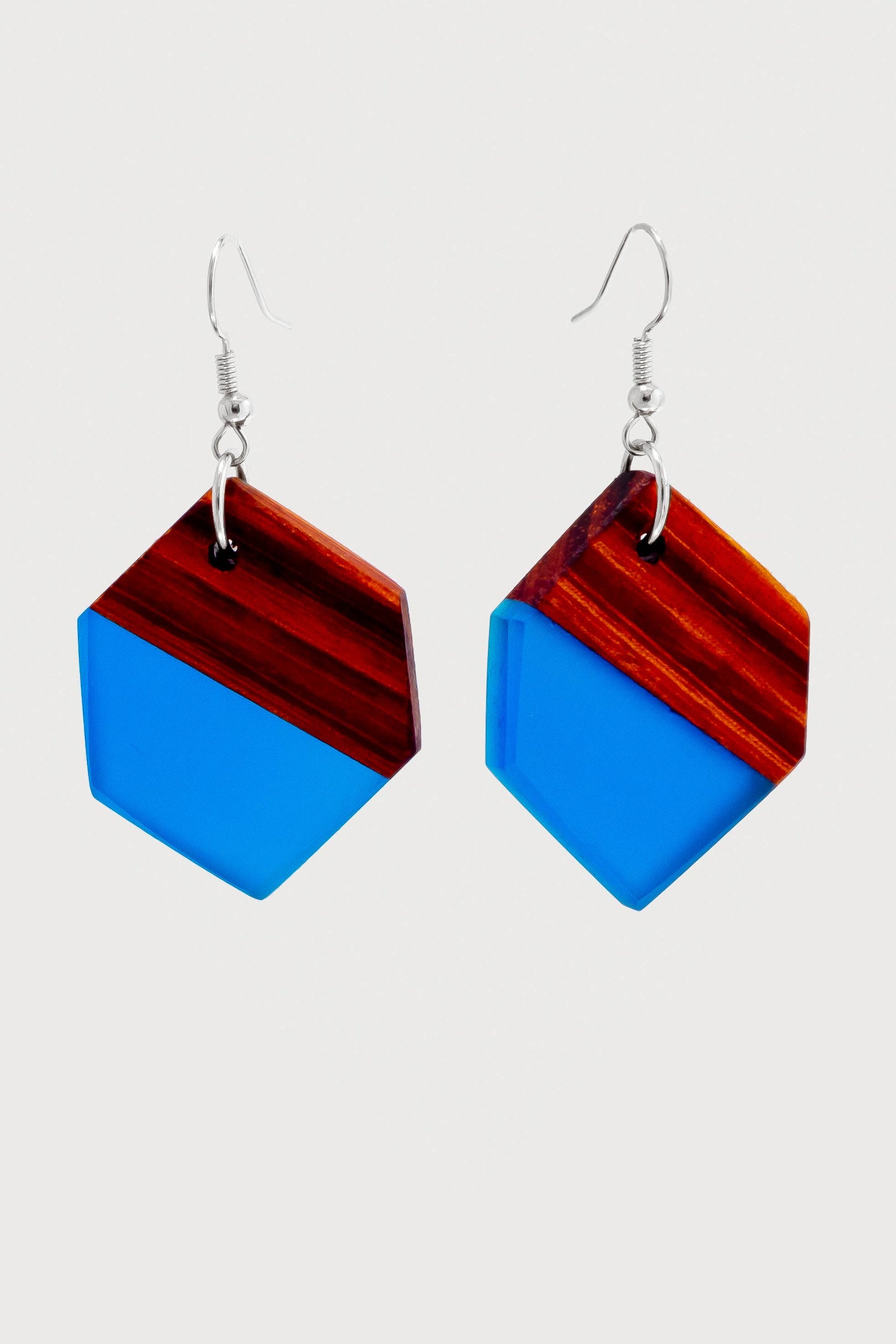 Blue Lagoon Wooden & Resin Earrings
