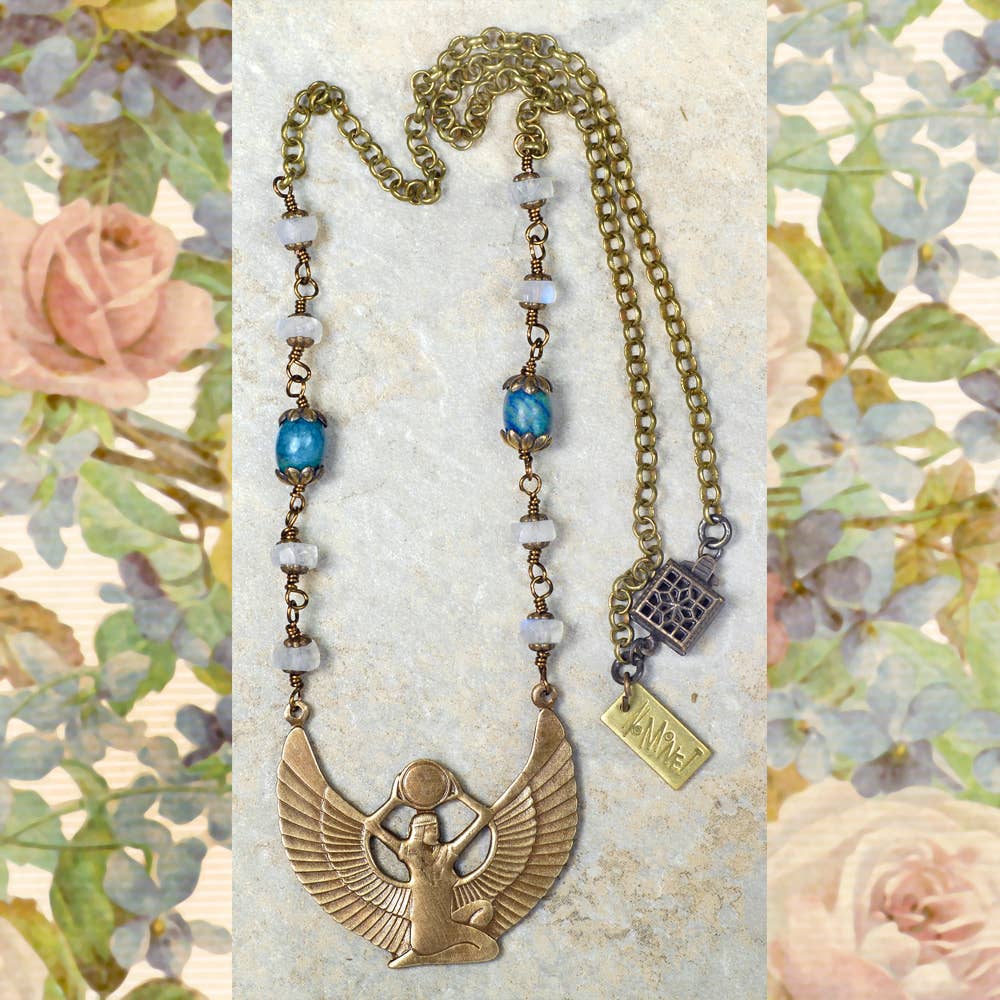 Goddess Isis Necklace - Vintage Brass Necklace