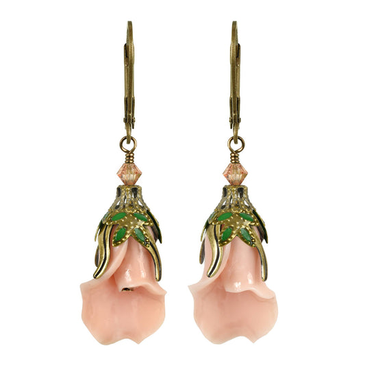 Peaceful Floral Earrings with Hand-Painted Leaves - Fairyland