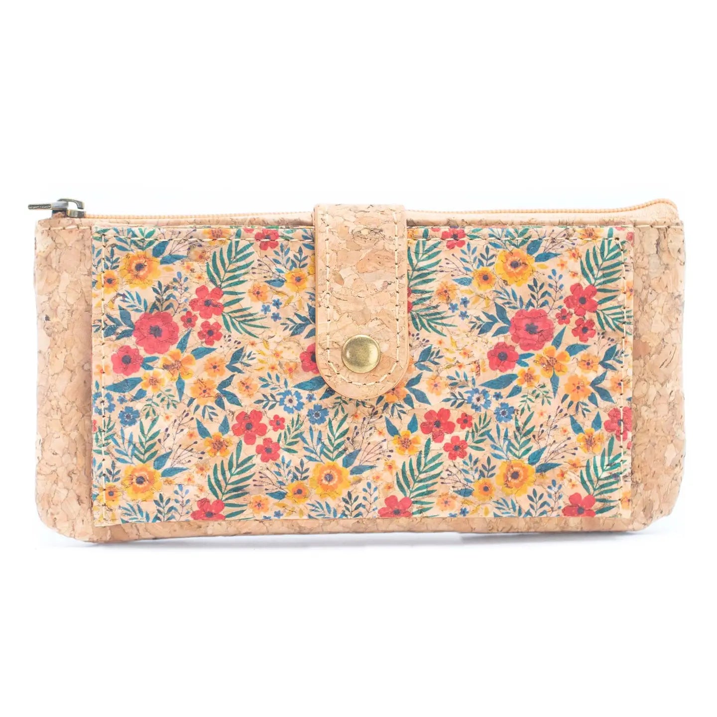 Flower pattern slim card cork wallets