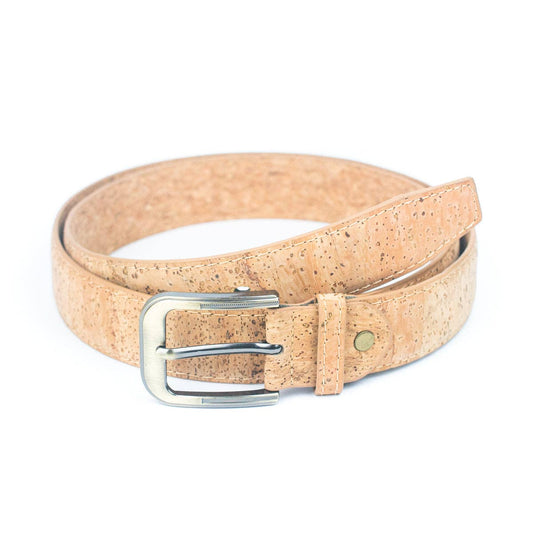 Natural Cork Men's Belt Wide withThick Black Metal