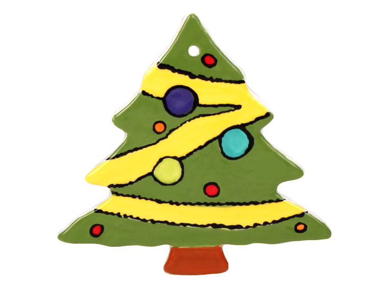 Hand Detailed Christmas Tree Ornament Bisqueware