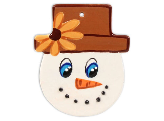 Snowman Face Ornament Bisqueware