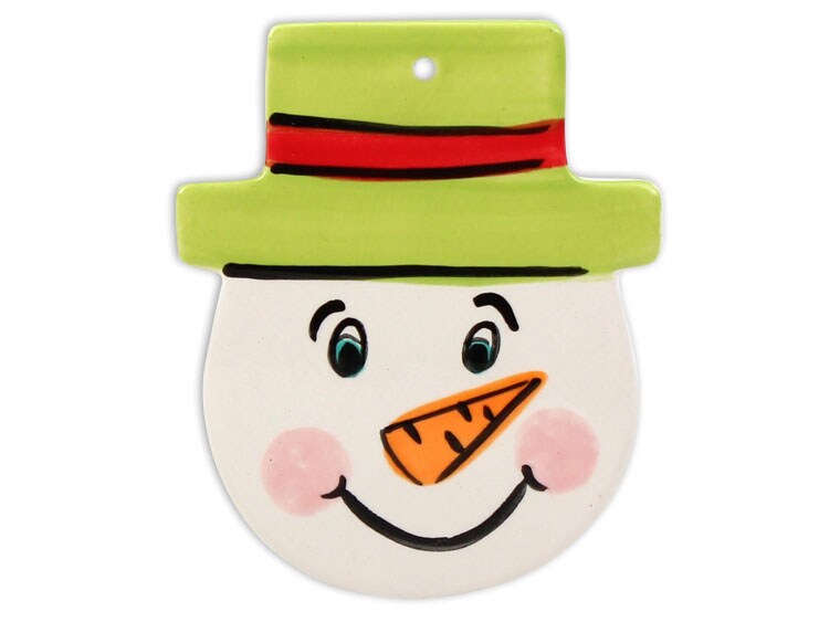 Snowman Face Ornament Bisqueware