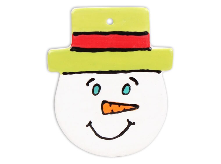 Snowman Face Ornament Bisqueware