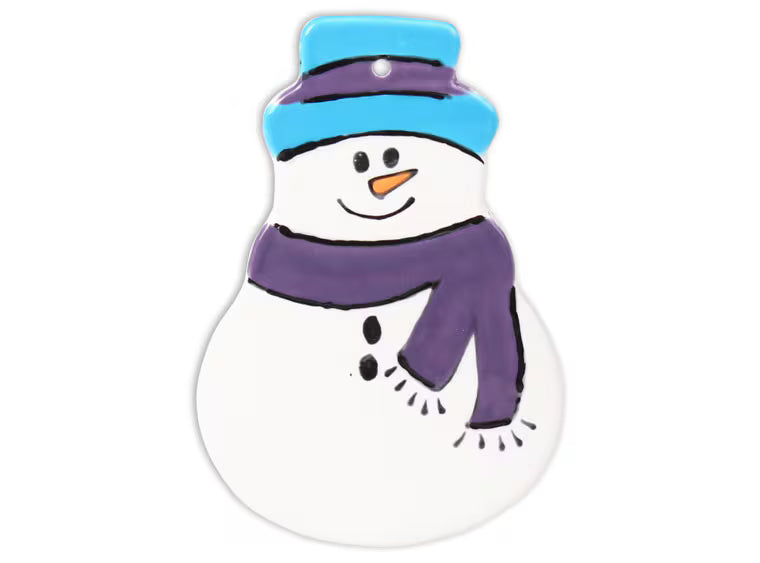 Hand Detailed Snowman Ornament Bisqueware