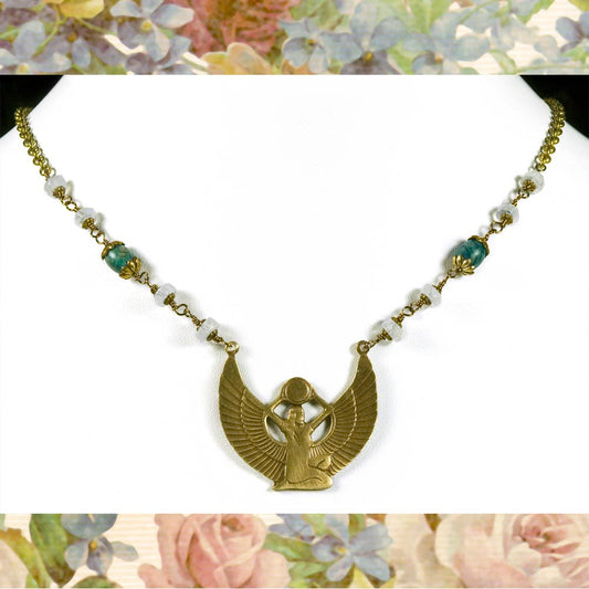 Goddess Isis Necklace - Vintage Brass Necklace