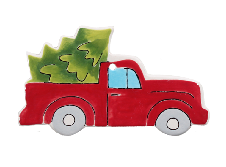 Hand Detailed Vintage Truck/Tree Ornament Bisqueware