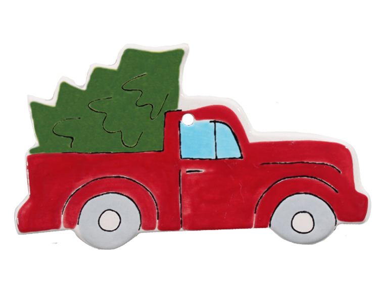Hand Detailed Vintage Truck/Tree Ornament Bisqueware